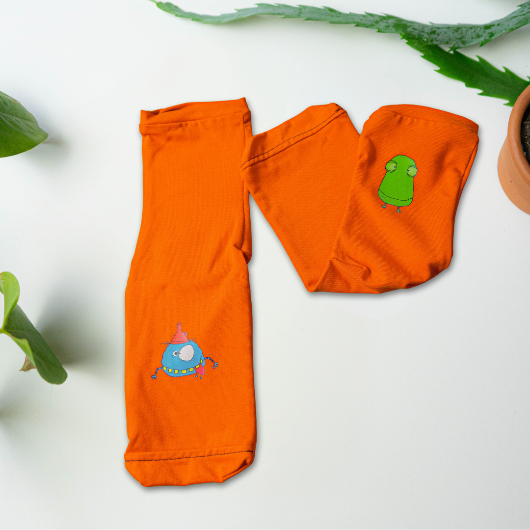 Bas monstrueux oranges (6 à 9 ans) - Pouf! & Ouf!